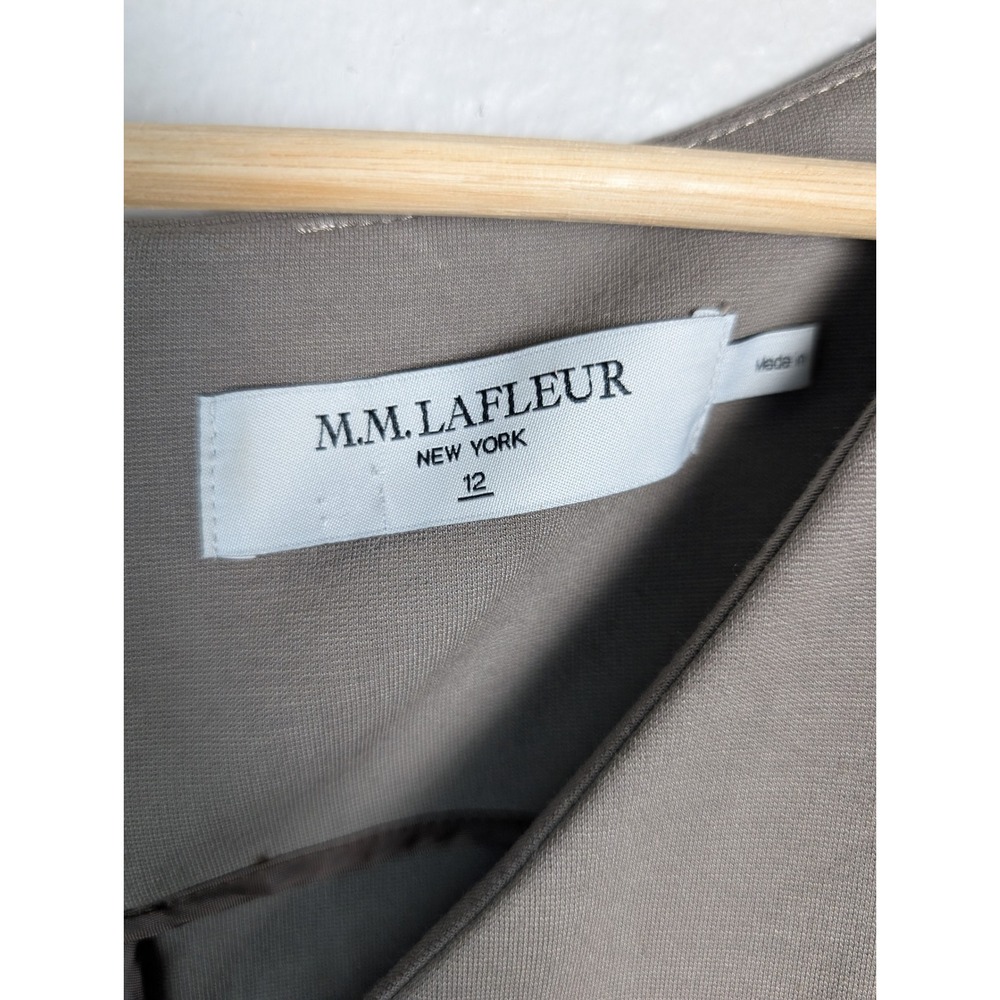 MM LaFleur Etsuko Dress Womens 12 Taupe Gray V-Neck Sleeveless Sheath RPT1PEB - Picture 4 of 10